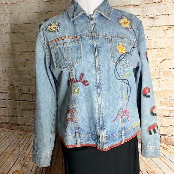 chicos embroidered denim jacket
